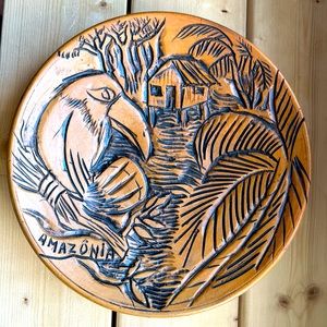 Wooden Decorative Wall Plate hand carved Amazonia